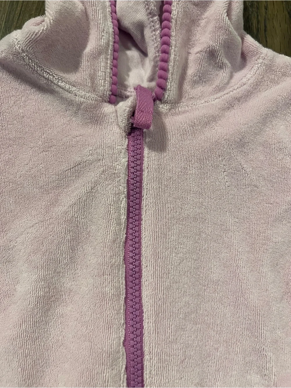Pink Hooded Tiered Terry Coverup with Zip